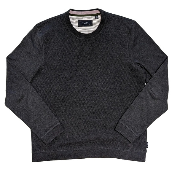 Ted Baker London Tricks Slim Fit Quilted Jersey Sweater Dark Gray Size US Large - Picture 2 of 10